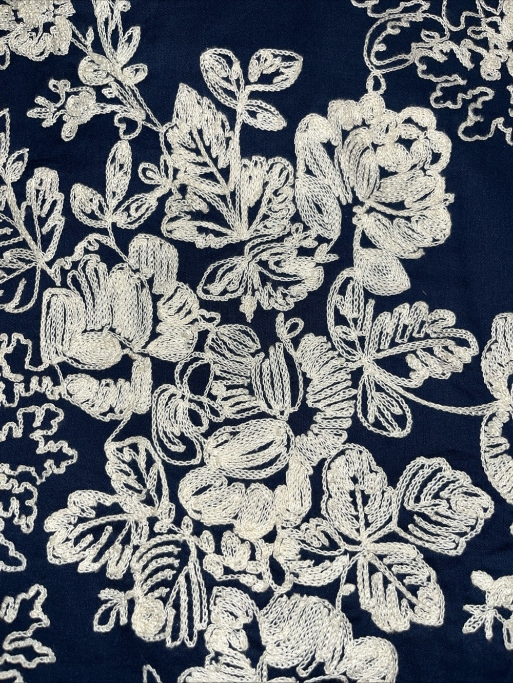 J. Crew Navy Blue Pencil Skirt with ivory Floral Embroidery - Picture 3 of 7